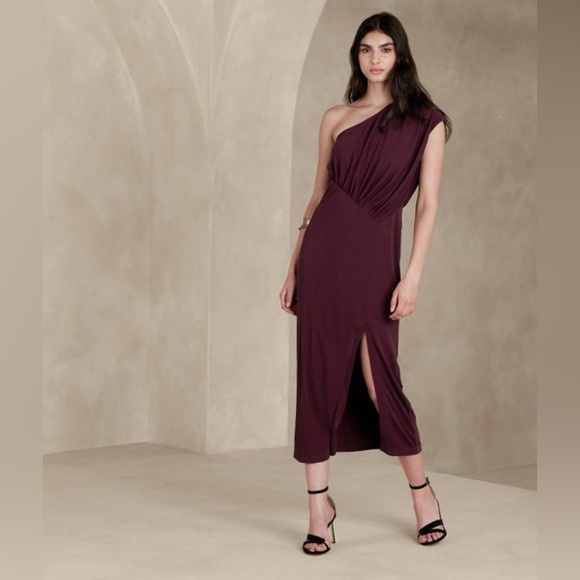 NWT! Banana Republic New Pinot Noir Purple Radhi Midi Dress - Multiple 💛 - Picture 7 of 7